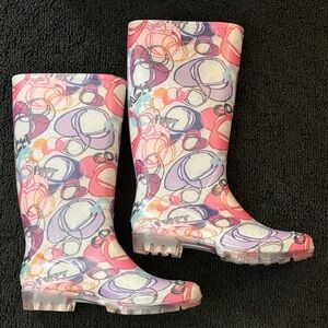 ** CHRISTMAS SPECIAL ** Coach Poppy Multi-Colored Rain Boots